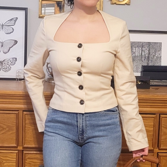 & Other Stories Tops - & Other Stories Beige Button Top